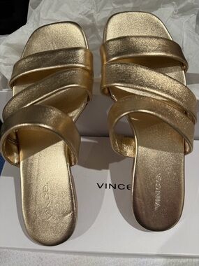 Vince Champagne Metallic Strappy Women's Sandals